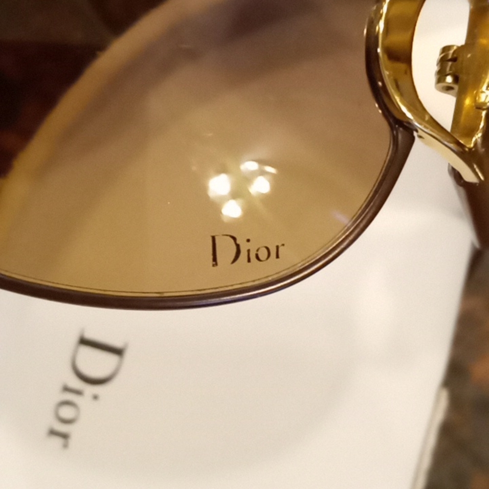 Dior Brown Gradient Aviator Sunglasses with Gold Accents - Picture 6 of 9